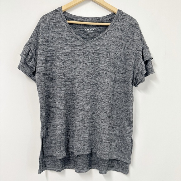Ava & Viv Tops - AVA & VIV ruffle sleeve high-low hem T-shirt gray size X(14)